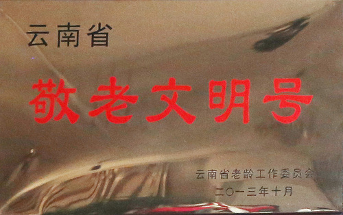 云南省敬老文明号（云南省老龄工作委员会2013年10月）